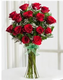 Cam vazo içerisinde 11 kırmızı gül vazosu  Van anneler günü çiçek yolla 