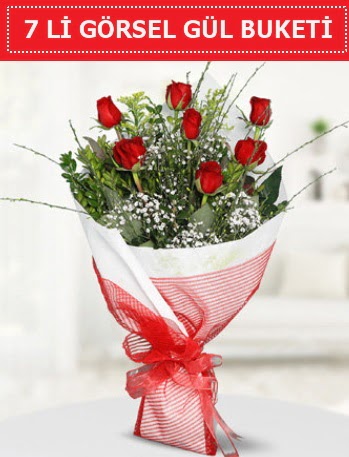 7 adet kırmızı gül buketi Aşk budur  Van çiçek satışı 