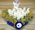 9 adet beyaz gül oyuncak  Van internetten çiçek siparişi 